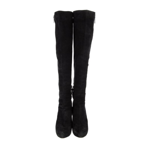 PRADA Womens Black Suede Heeled Knee-Length Boots. Size 7 (IT 37). - Picture 7 of 8